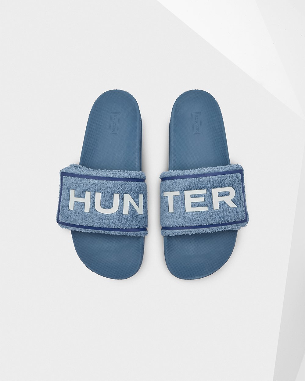 Mens Hunter Original Terry Towelling Logo Adjustable - Slides Blue - 0579-PKEJS